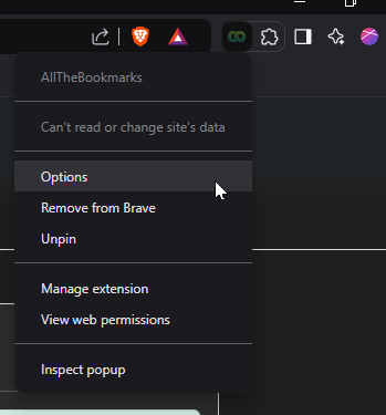 Right-clicking on the extension icon