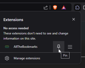 Extension settings page