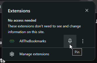 Extension settings page