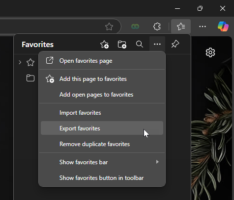 Extension settings page