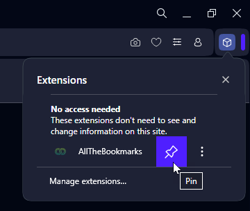 Extension settings page